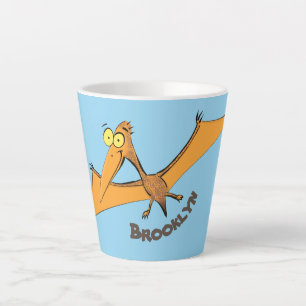 Taza De Café Latte Naranja lindo y gracioso personalizado pterodáctil