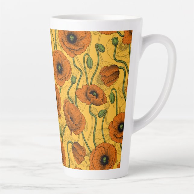 Taza De Café Latte Naranja Poppies (Derecha)