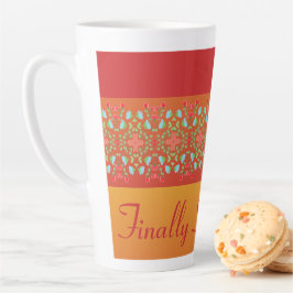 Taza De Café Latte Naranja rojo y oro