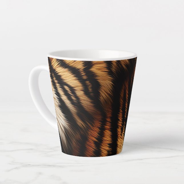 Taza De Café Latte Naranja Safari Tigre Negro (Ángulo izquierdo)