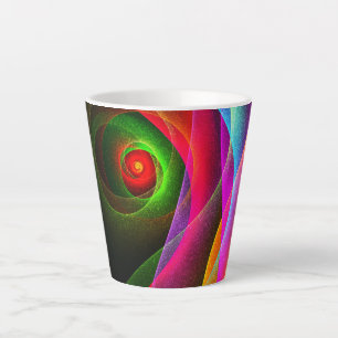 Taza De Café Latte Naranja Verde Rojo Patrón de arte abstracto modern