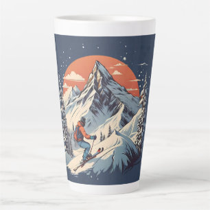 Taza De Café Latte Naranja Vintage Mountain Pine Skip Sunset