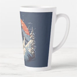 Taza De Café Latte Naranja Vintage Mountain Pine Skip Sunset