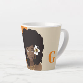 Taza De Café Latte Naranja y beige, belleza natural del cabello con f