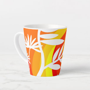 Taza De Café Latte Naranja y botánico blanco