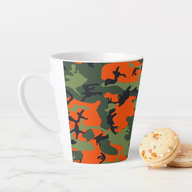 Taza De Café Latte Naranja y Camuflaje Verde, Ejército (In situ)