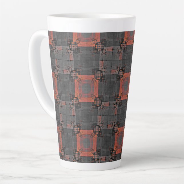 Taza De Café Latte Naranja y cruces grises Latte Mug (Ángulo izquierdo)