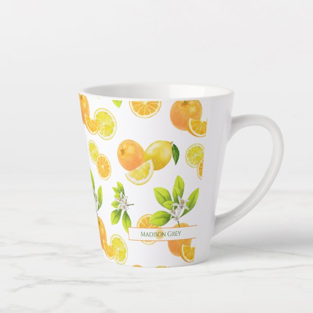 Taza De Café Latte Naranjas artísticos de frutas cítricas y Patten de (Derecha)