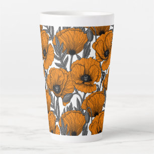 Taza De Café Latte Naranjas de cachorros en blanco