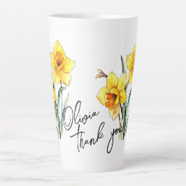 Taza De Café Latte Narciso "¡Gracias!" Eslogan y nombre editables