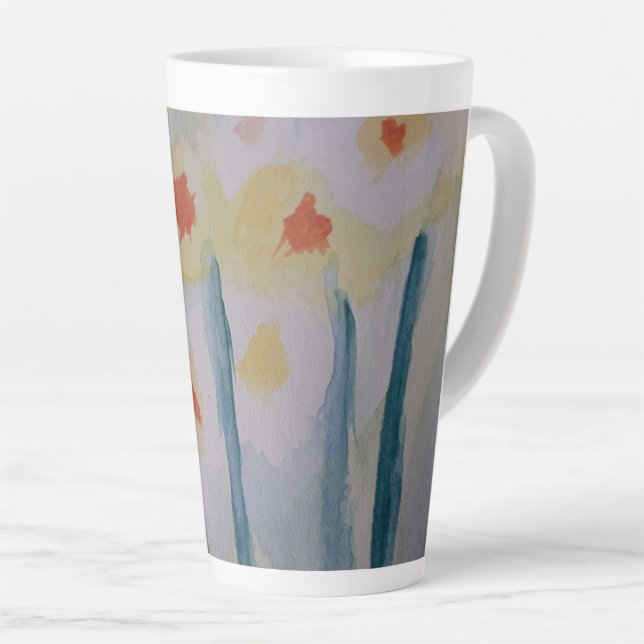 Taza De Café Latte Narcisos abstractos (Ángulo derecho)