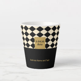Taza De Café Latte Nata de crema de marfil y negro Duo - Logotipo de 