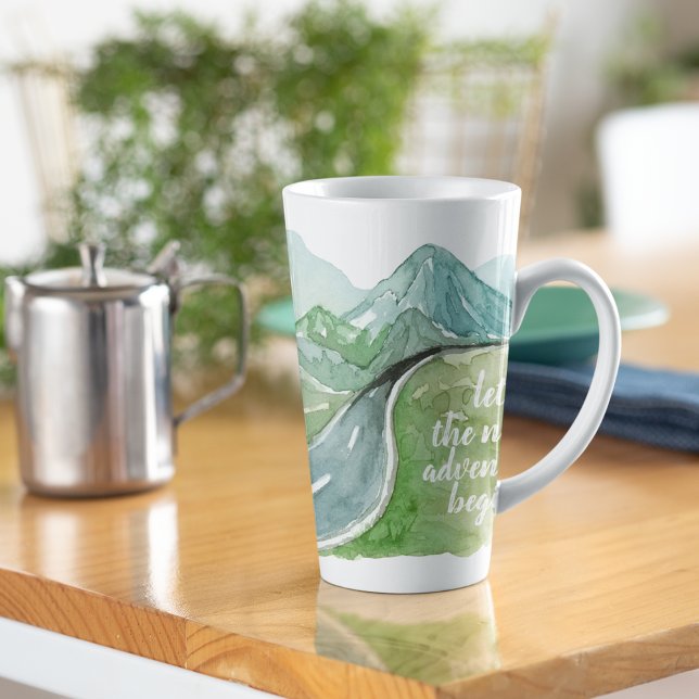 Taza De Café Latte Naturaleza acuarela Vamos a comenzar la próxima av (Subido por el creador)