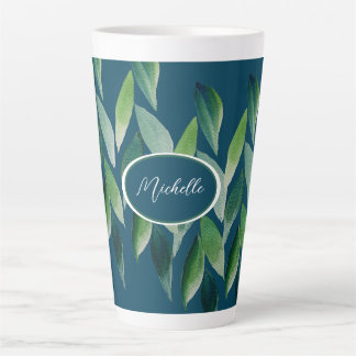 Taza De Café Latte Naturaleza bohemiana verde moderna