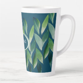 Taza De Café Latte Naturaleza bohemiana verde moderna