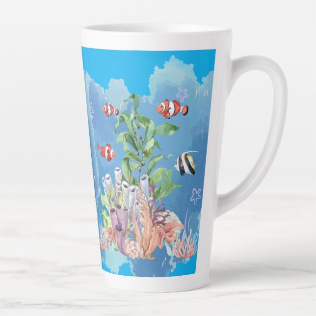 Taza De Café Latte naturaleza oceánica (Derecha)