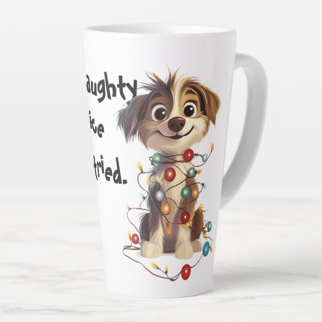 Taza De Café Latte Naughty Puppy Santa Checklist (Ángulo derecho)