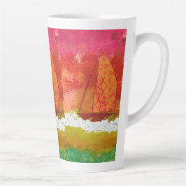 Taza De Café Latte Navegando por los cielos rojos