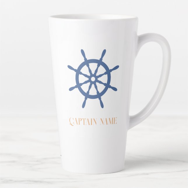 Taza De Café Latte Navegar Por La Playa Náutica Helado De Barco Perso (Derecha)