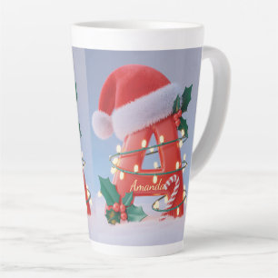 Taza De Café Latte Navidad con alfabeto personalizado 'A' 