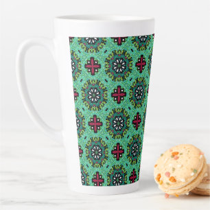 Taza De Café Latte Navidad con garabatos ornamentados