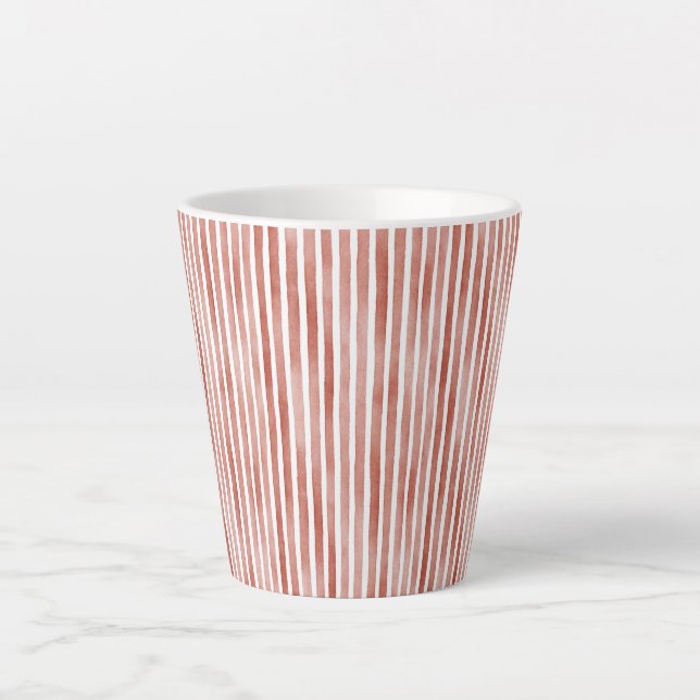 Taza De Café Latte Navidad de rayas rojas (Anverso)