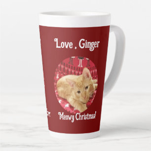 Taza De Café Latte Navidad, Foto de Gato, Personalizable Grande 17 oz