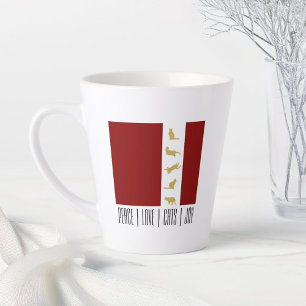 Taza De Café Latte Navidad Gato Amante Rojo Blanco Oro Moderno
