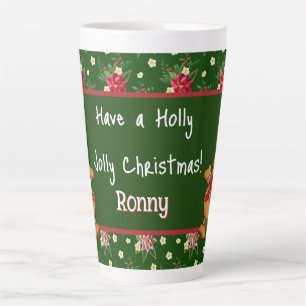 Taza De Café Latte Navidad personalizada tiene un holly jolly