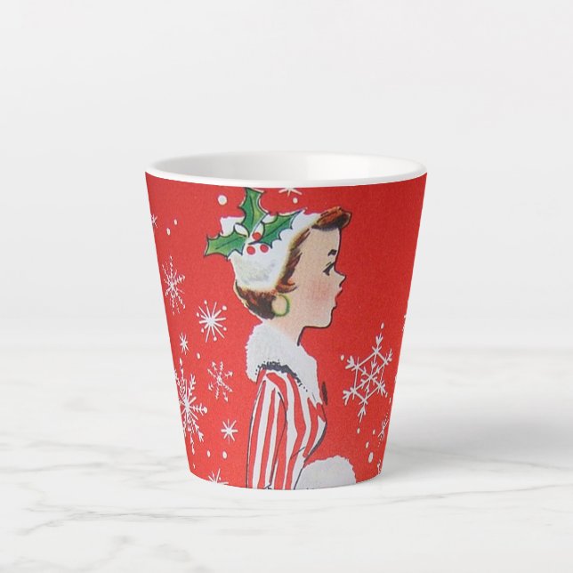 Taza De Café Latte Navidad retro vintage (Anverso)