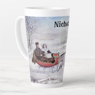 Taza De Café Latte Navidad Vintage, El Camino Invierno, Caballo de Tr