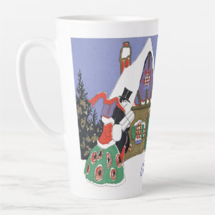 Taza De Café Latte Navidad Vintage, Pareja Victoriana que va a una Fi