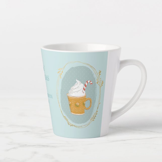 Taza De Café Latte Navidades acuarela chocolate caliente (Derecha)