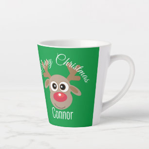 Taza De Café Latte Navidades adoran a Personalizado de renos verde