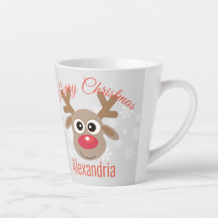 Taza De Café Latte Navidades adornan el guión de reno gris