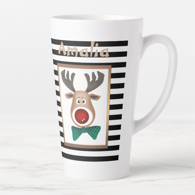 Taza De Café Latte Navidades, año nuevo, ciervo (Derecha)