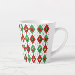 Taza De Café Latte Navidades Argyle Pattern Retro Holiday