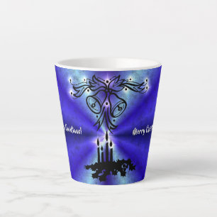 Taza De Café Latte Navidades Artdeco sobre el arcoiris verde azul