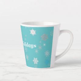 Taza De Café Latte Navidades azules y blancos festivos