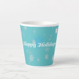 Taza De Café Latte Navidades azules y blancos festivos
