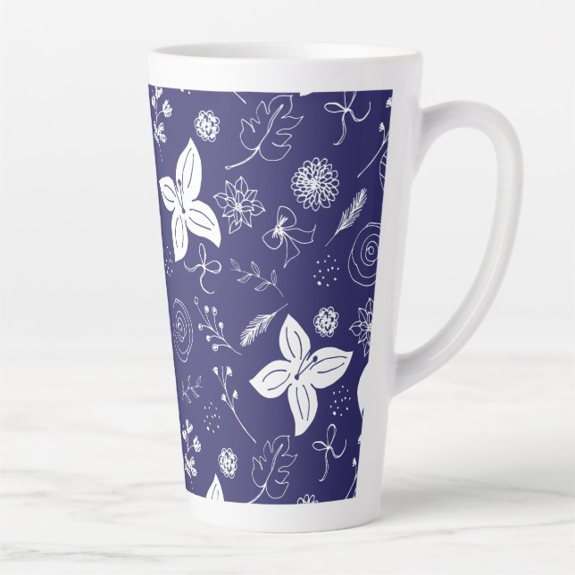Taza De Café Latte Navidades Blue de la Marina Moderna (Derecha)