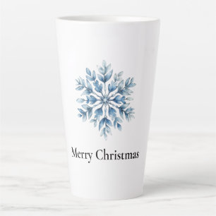 Taza De Café Latte Navidades Blue White Winter Snowflake