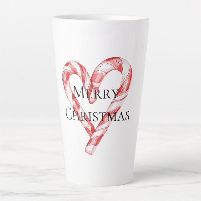 Taza De Café Latte Navidades Candy Cane Heart (Anverso)