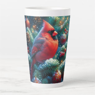 Taza De Café Latte Navidades/cardenal invernal