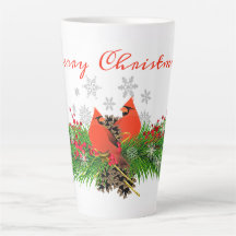 Navidades Cardenal y verde Latte Mug