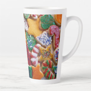 Taza De Café Latte Navidades Cookies En Coloridas Vacaciones