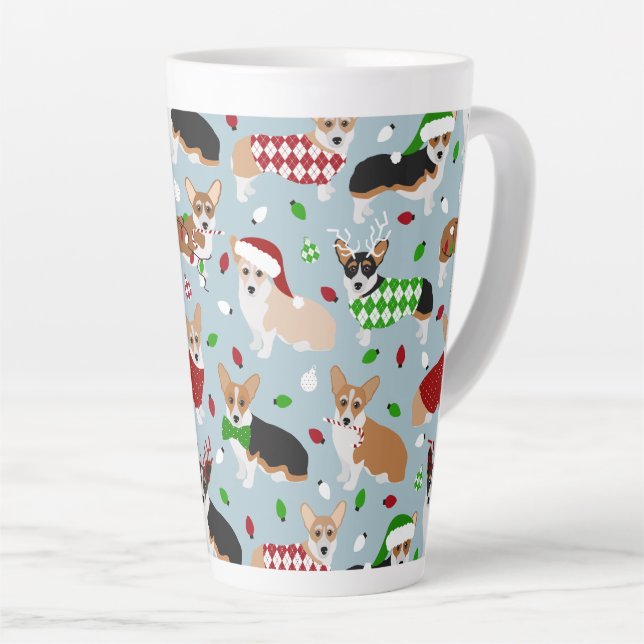 Taza De Café Latte Navidades Corgi Dogs (Ángulo derecho)