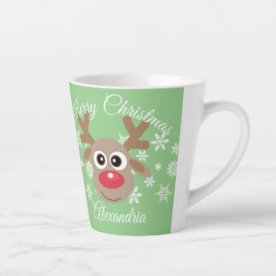 Taza De Café Latte Navidades cortan el tipo de guión de reno Snowflak