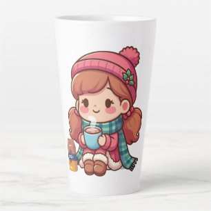 Taza De Café Latte Navidades cortos/chica invernal con cacao