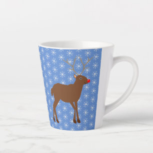 Taza De Café Latte Navidades cortos renos con nariz roja